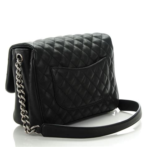 CHANEL Caviar Quilted Medium Rock In Rome Flap Black